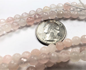 6mm Rose Quartz Faceted Round Gemstone Beads 8-inch Strand