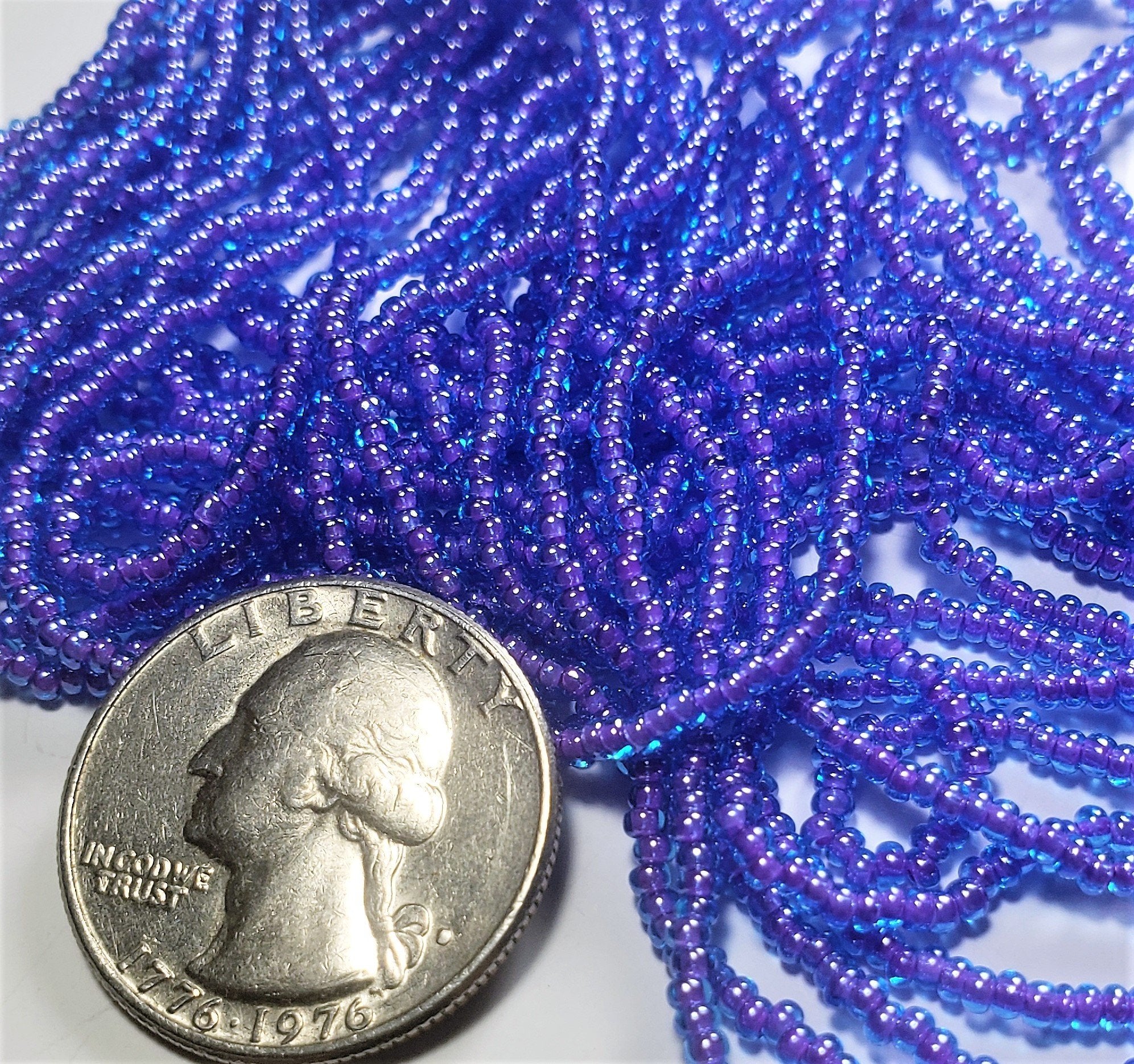 11/0 Aqua Purple-Lined Czech Seed Beads Full Hank