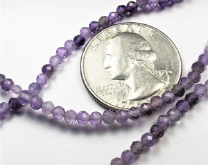 3mm Amethyst Faceted Round Gemstone Beads 8-inch Strand