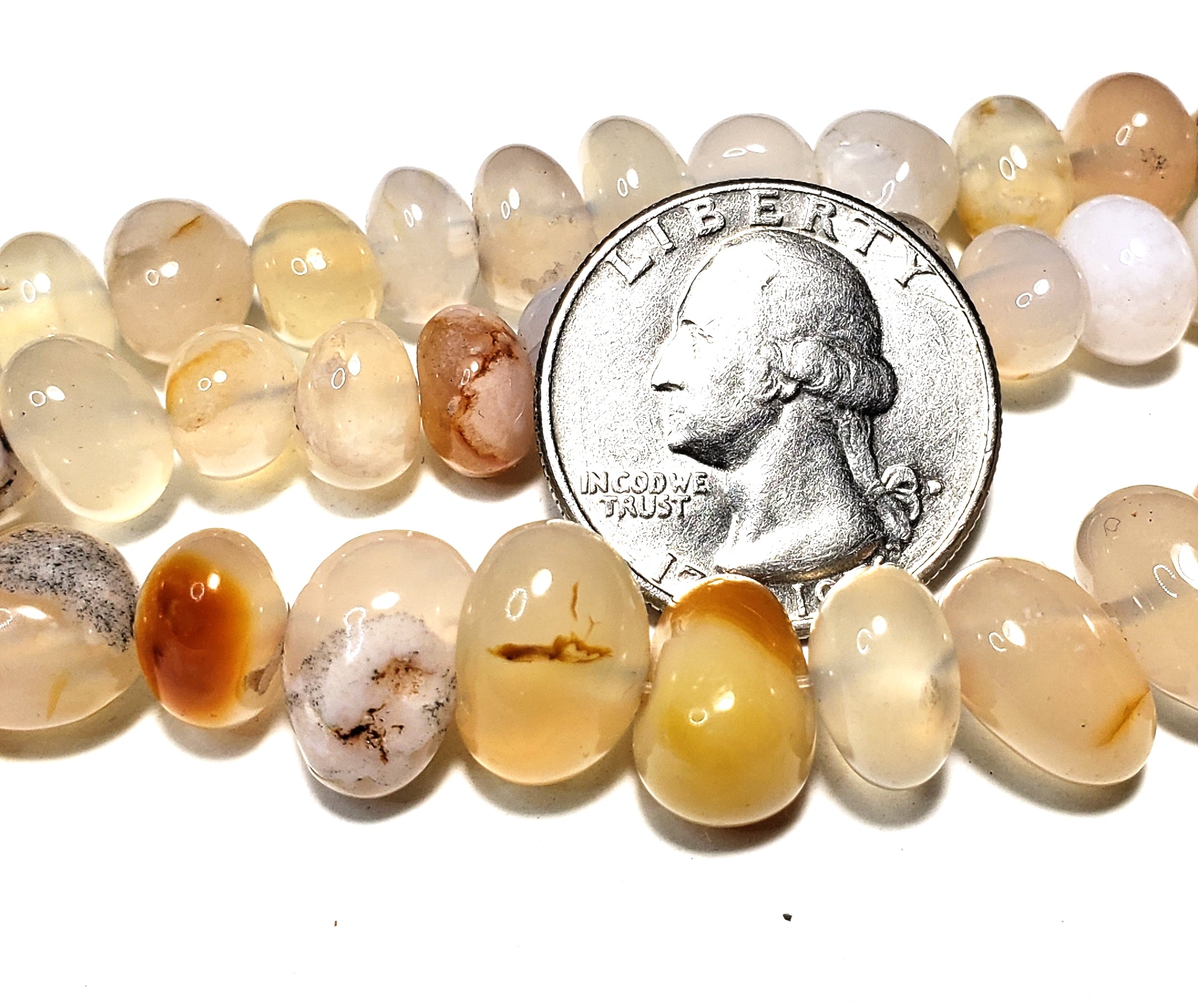 12x8mm Cherry Agate Center-Drilled Pebble Gemstone Beads 8-Inch Strand