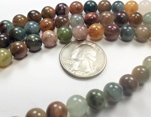 8mm Green Grass Stone Round Gemstone Beads 8-inch Strand