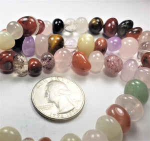 12x8mm Mixed Stone Pebble Gemstone Beads 8-inch Strand
