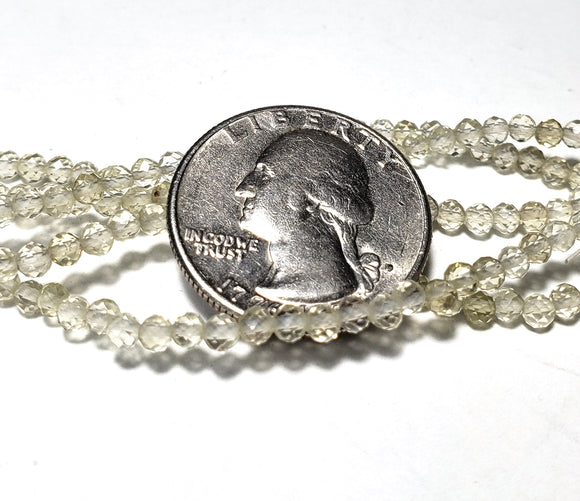 3mm Prehnite Faceted Round Gemstone Beads 8-Inch Strand