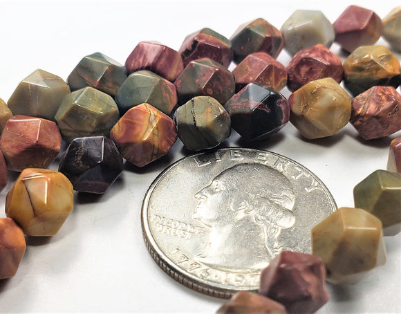 8mm Red Creek Jasper Star Cut Gemstone Beads 8-inch Strand