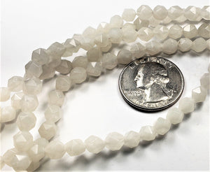 6mm White Agate Star Cut Gemstone Beads 8-inch Strand