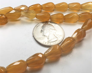 12x8mm Yellow Agate Faceted Teardrop Gemstone Beads 8-inch Strand