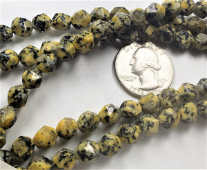 8mm Yellow Turquoise Dyed Star Cut Gemstone Beads 8-inch Strand