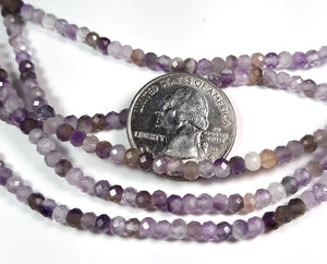 4x3mm Amethyst Lite Faceted Rondelle Gemstone Beads 8-Inch Strand
