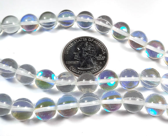 10mm Synthetic Labradorite Clear Round Gemstone Beads 8-Inch Strand