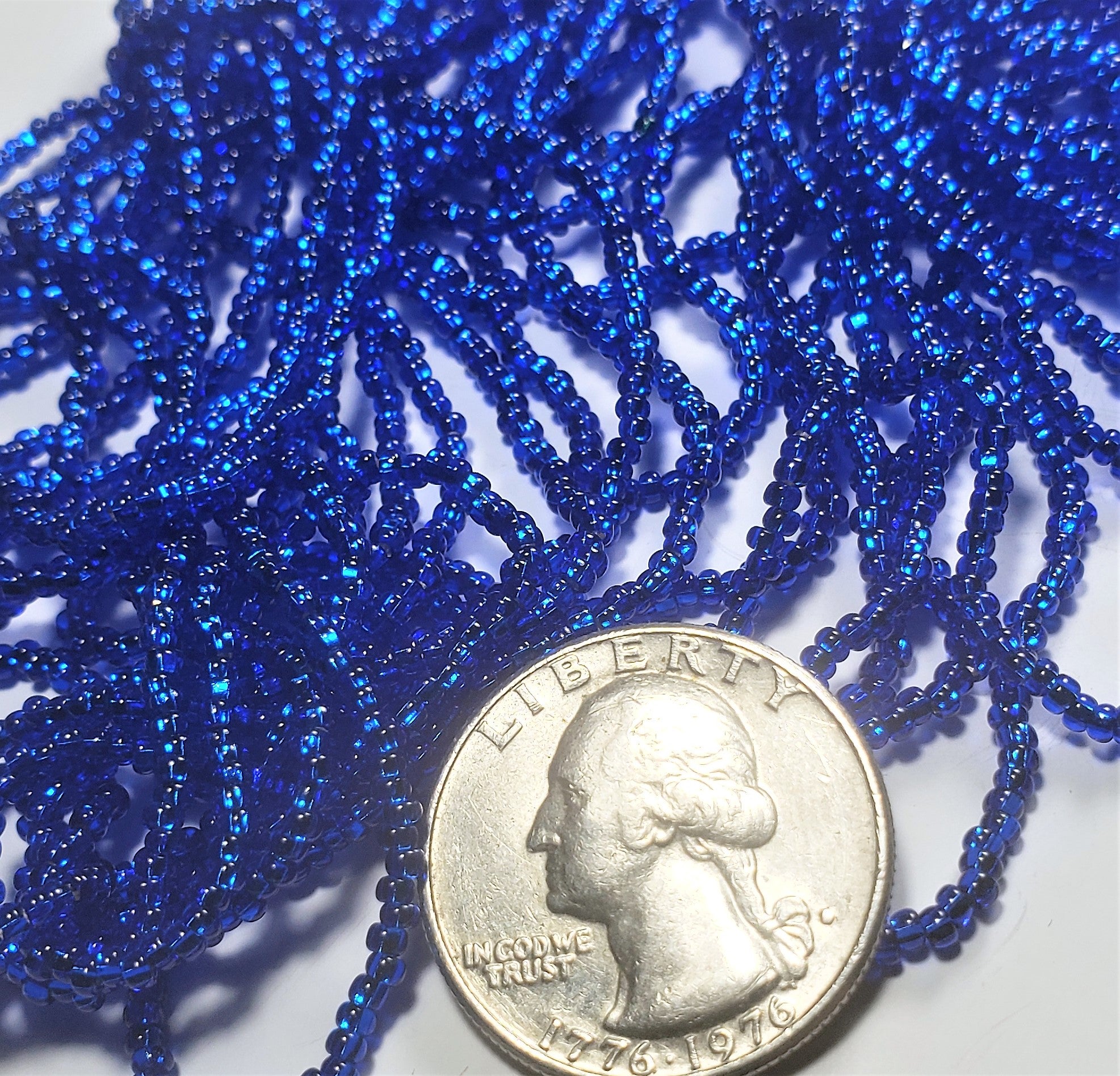 11/0 Capri Blue Silver-Lined Czech Seed Beads Full Hank