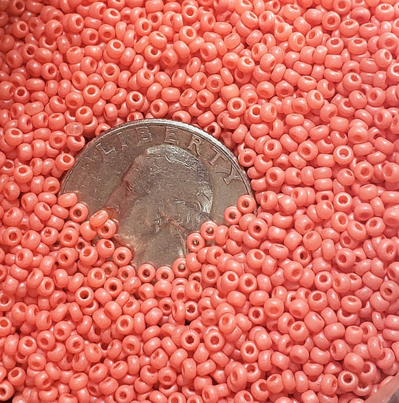 11/0 Coral Loose Czech Seed Beads 25g