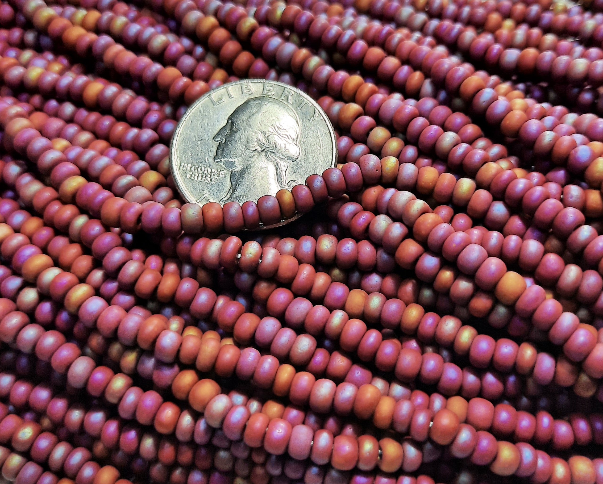 6/0 Light Brown Iris Matte Opaque Czech Seed Beads Two Strands