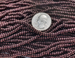 6/0 Metallic Burgundy Czech Seed Beads Two Strands