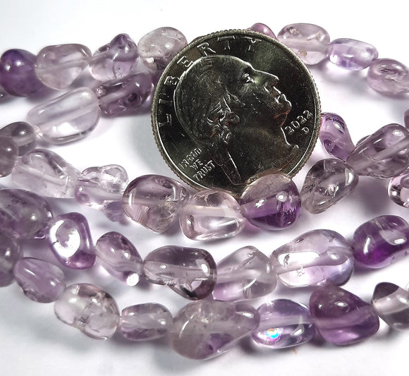 8x6mm Amethyst Light Nugget Gemstone Beads 8-Inch Strand