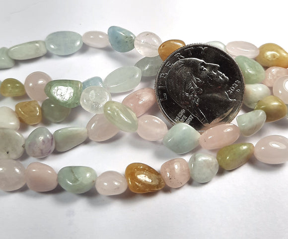 8x6mm Morganite Nugget Gemstone Beads 8-Inch Strand