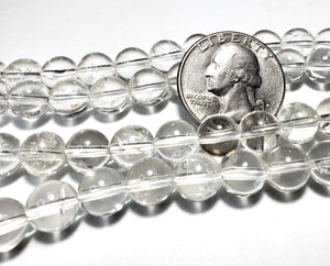 8mm Crystal Quartz Round Gemstone Beads 8-Inch Strand