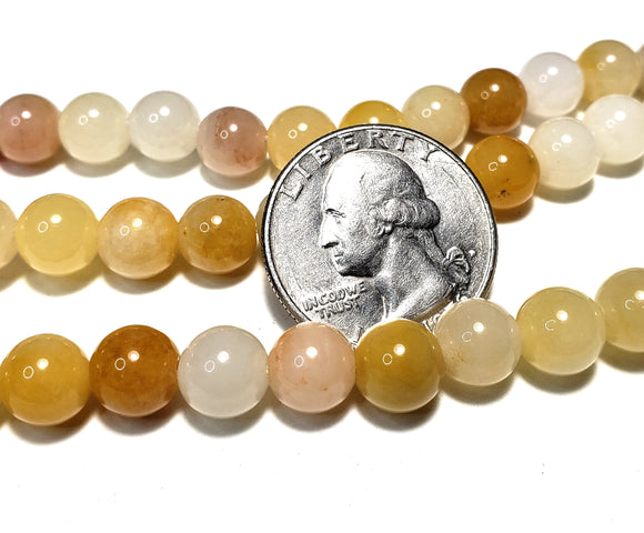 8mm Golden Silk Jade Round Gemstone Beads 8-Inch Strand