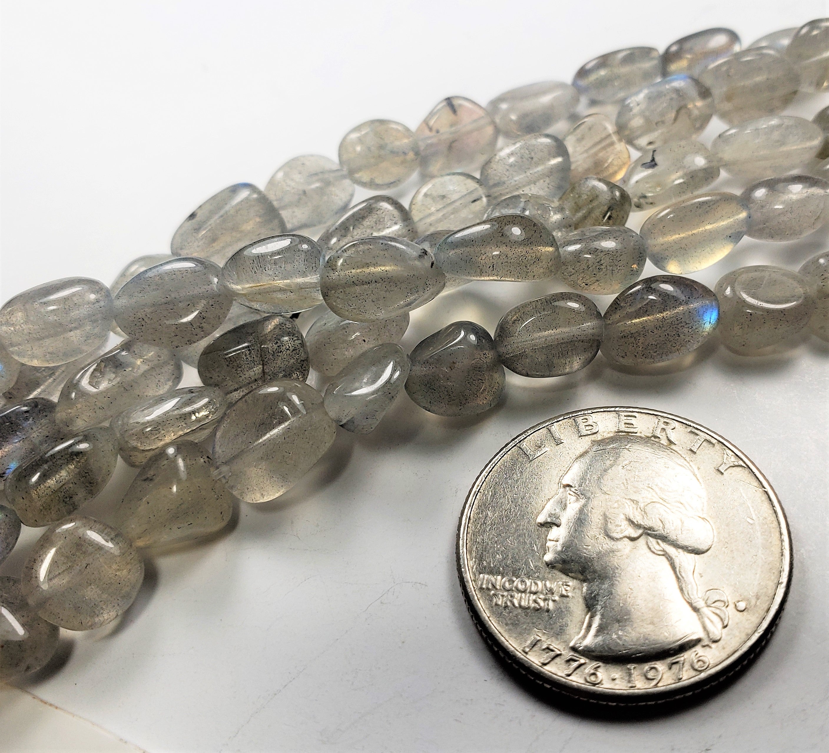 8x6mm AA Labradorite Pebble Nugget Gemstone Beads 8-inch Strand