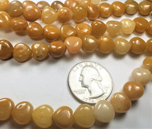 10mm Yellow Jasper Heart Shaped Gemstone Beads 8-inch Strand