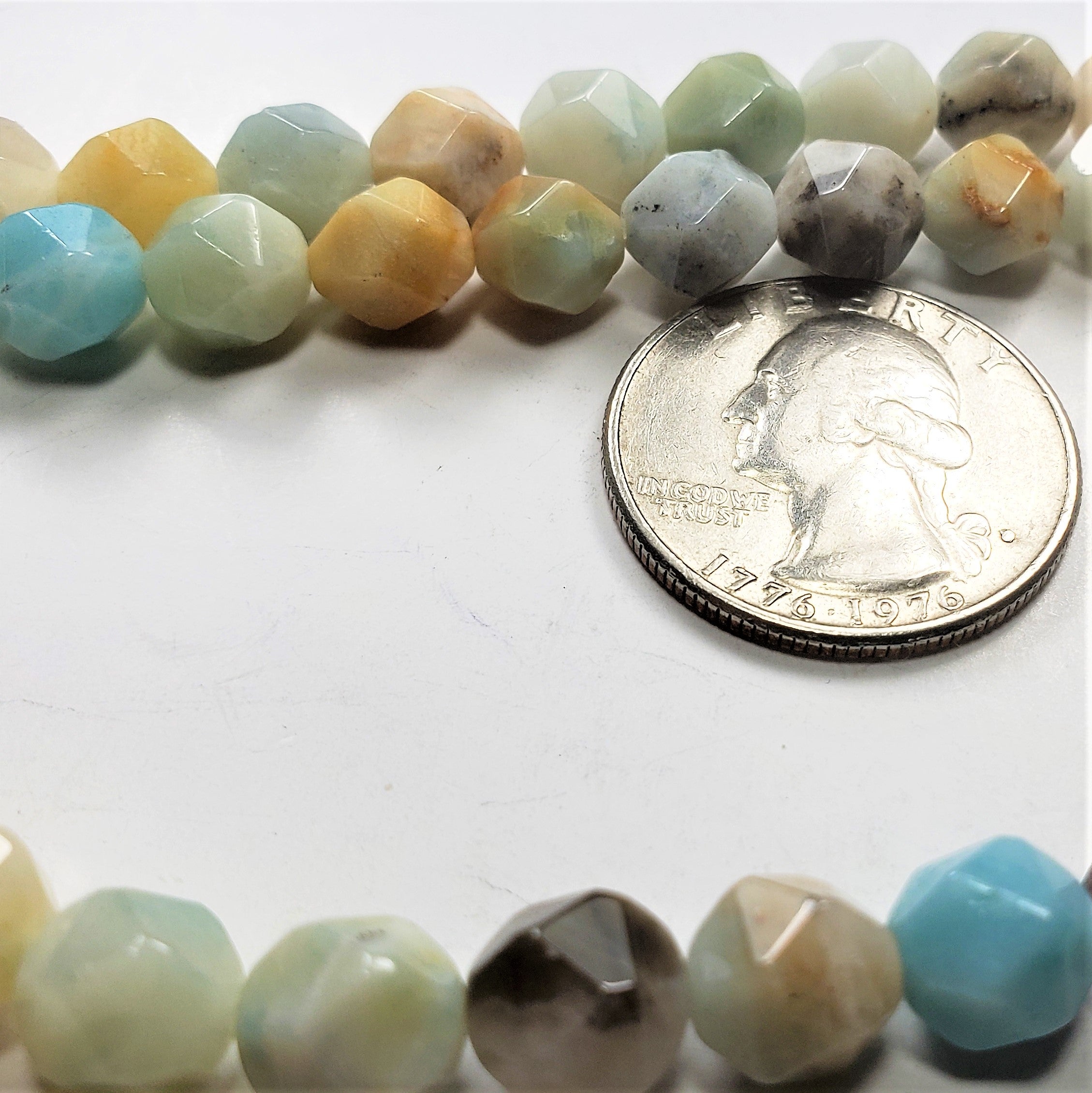 8mm Multicolored Amazonite Star Cut Gemstone Beads 8-inch Strand