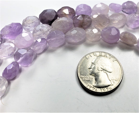10x8mm Amethyst Light Faceted Flat Oval Gemstone Beads 8-inch Strand