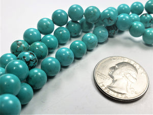 8mm Chinese Turquoise Round Gemstone Beads 8-inch Strand