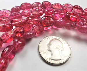 10x8 Plated Bright Pink Crystal Quartz Nugget Gemstone Beads 8-inch Strand