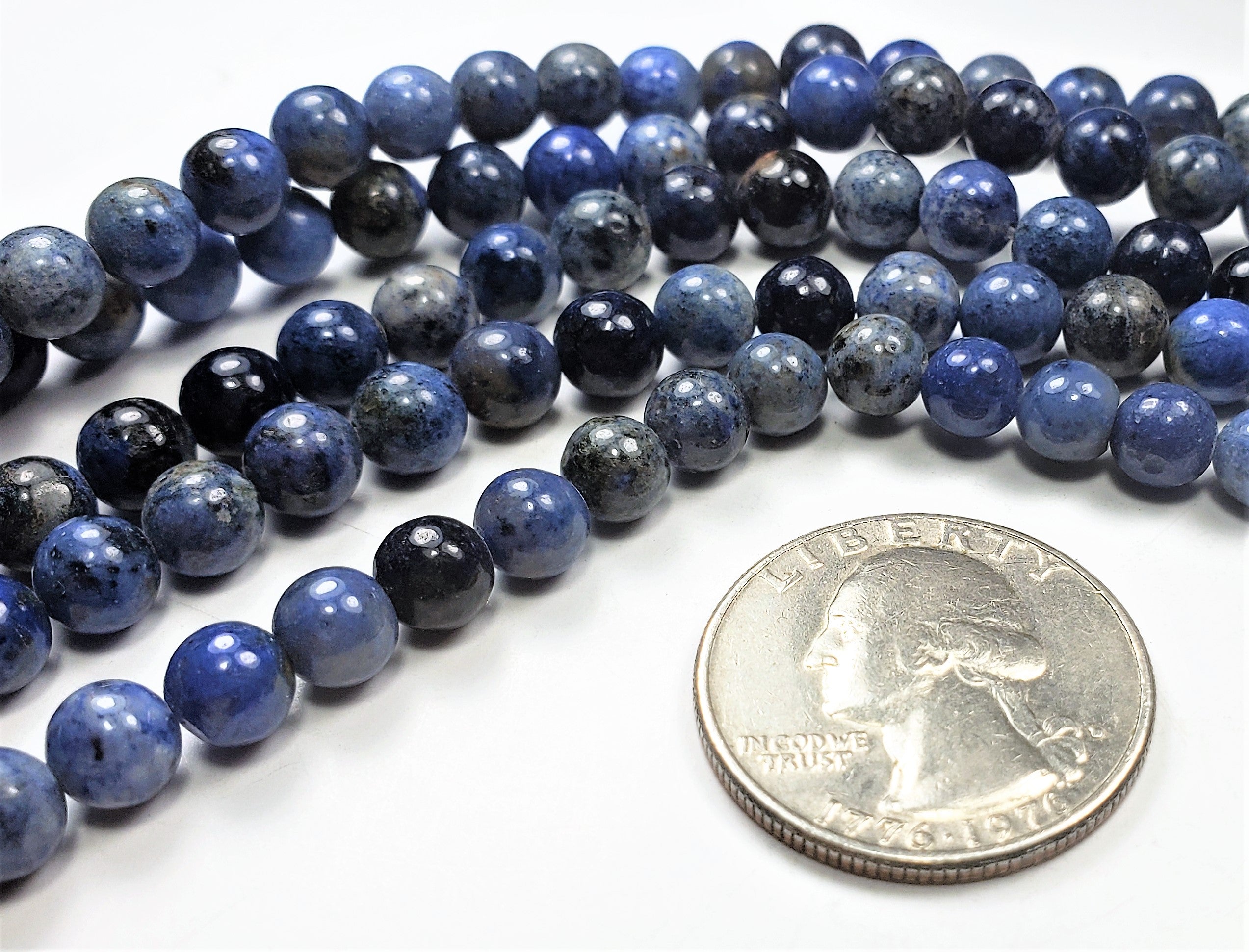 6mm Dumortierite Round Gemstone Beads 8-inch Strand