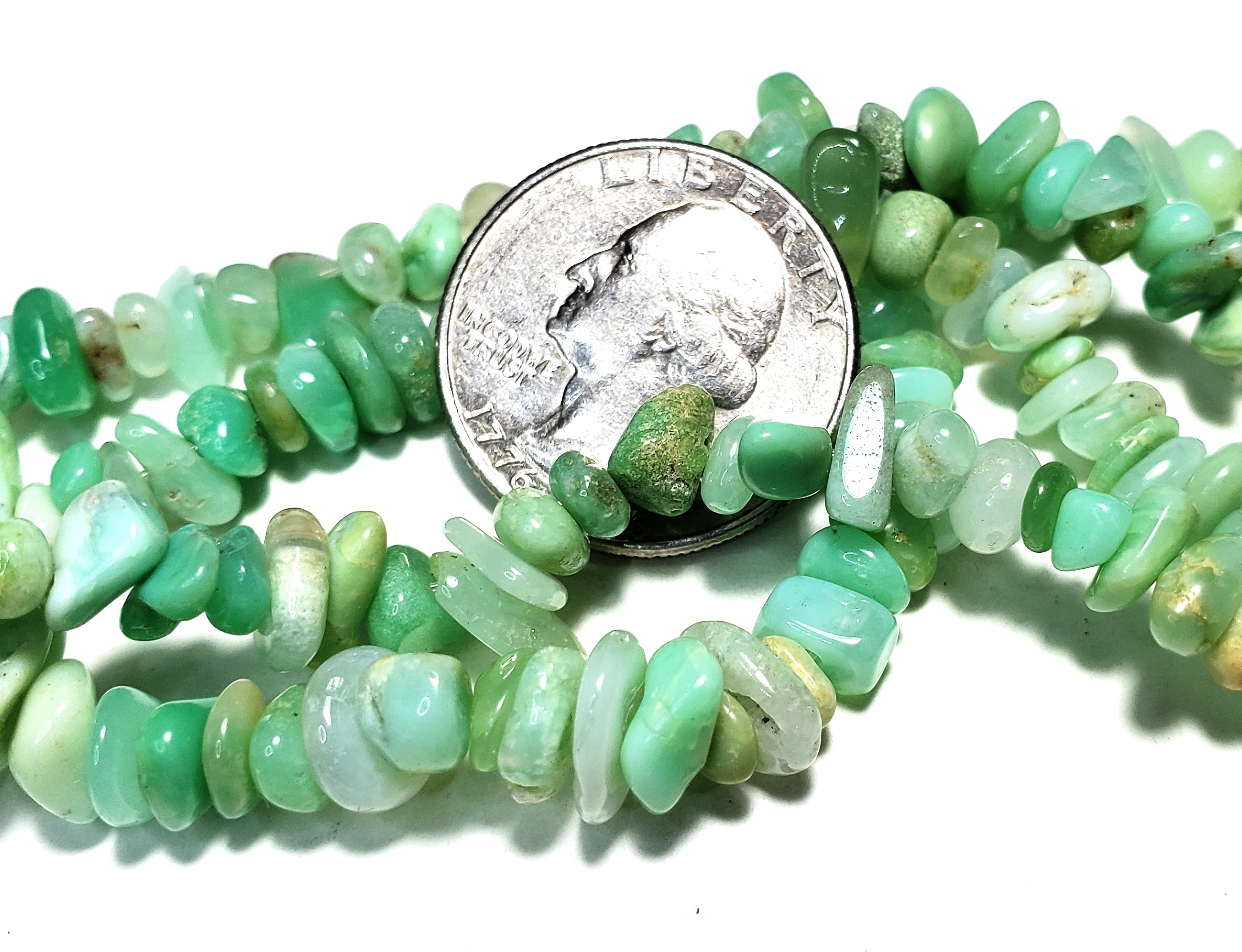 8x6mm Green Opal Chip Gemstone Beads 8-Inch Strand