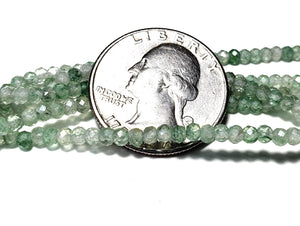 3x2mm Green Strawberry Quartz Faceted Rondelle Gemstone Beads 8-Inch Strand