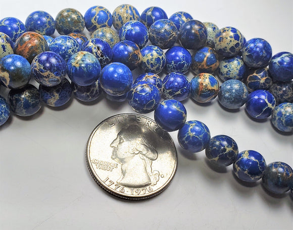 8mm Aqua Terra Jasper Lapis Blue Round Gemstone Beads 8-inch Strand