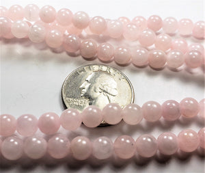 6mm Madagascar Rose Quartz Round Gemstone Beads 8-inch Strand