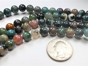 8mm Ocean Jasper Green Round Gemstone Beads 8-inch Strand