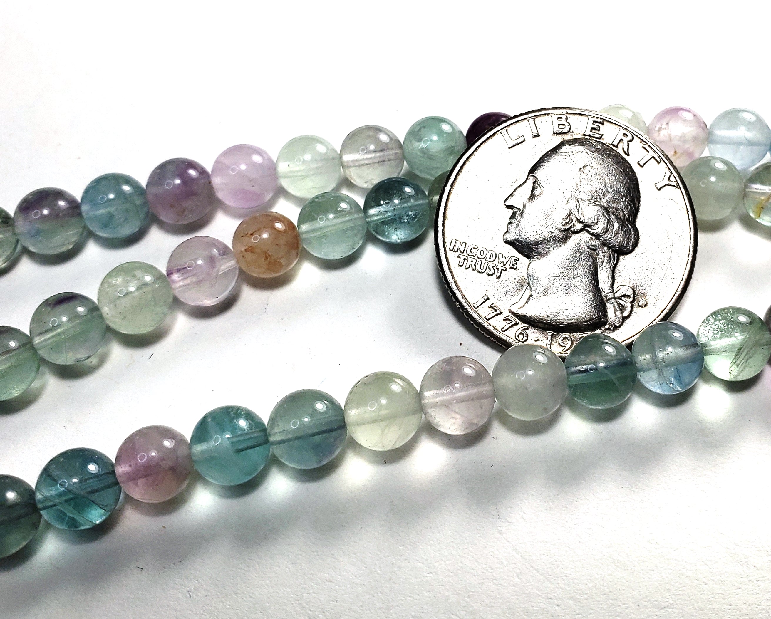 6mm Rainbow Fluorite Round Gemstone Beads 8-Inch Strand