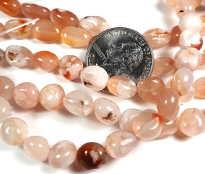 8x6mm Cherry Blossom Jasper Pebble Nugget Gemstone Beads 8-Inch Strand