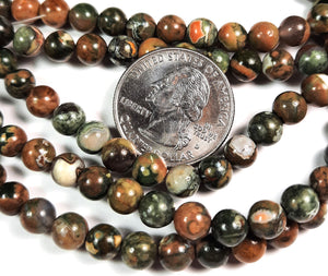 6mm Rhyolite Round Gemstone Beads 8-Inch Strand