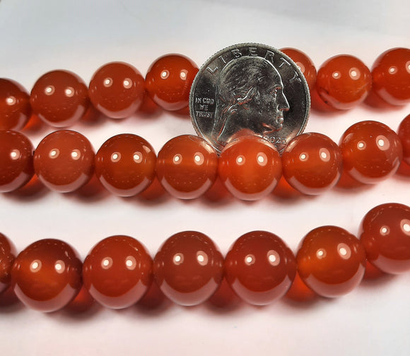 12mm Carnelian Round Gemstone Beads 8-Inch Strand