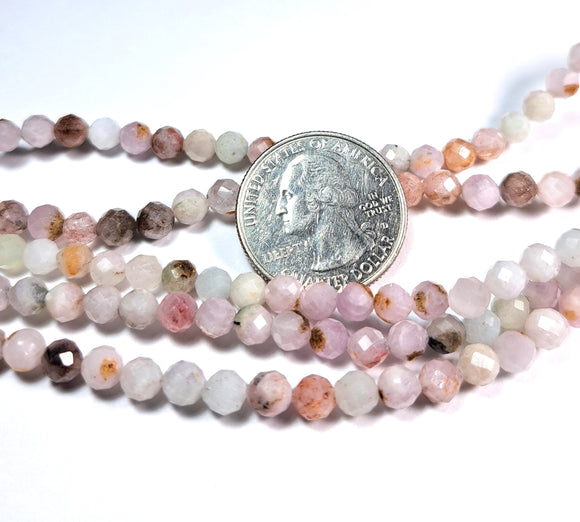 5mm Kunzite Faceted Round Gemstone Beads 8-Inch Strand