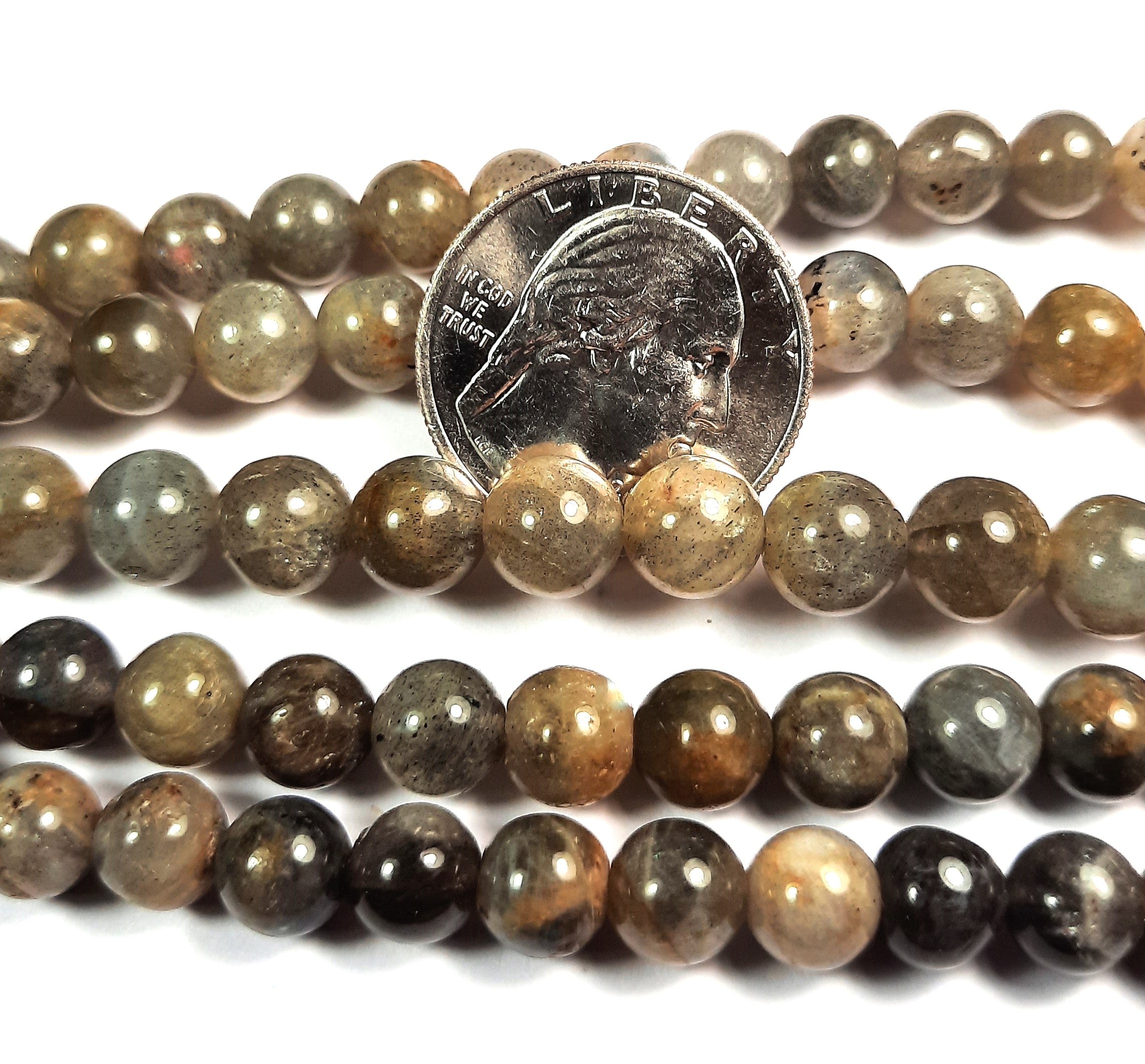 8mm Labradorite Grade AB Round Gemstone Beads 8-Inch Strand