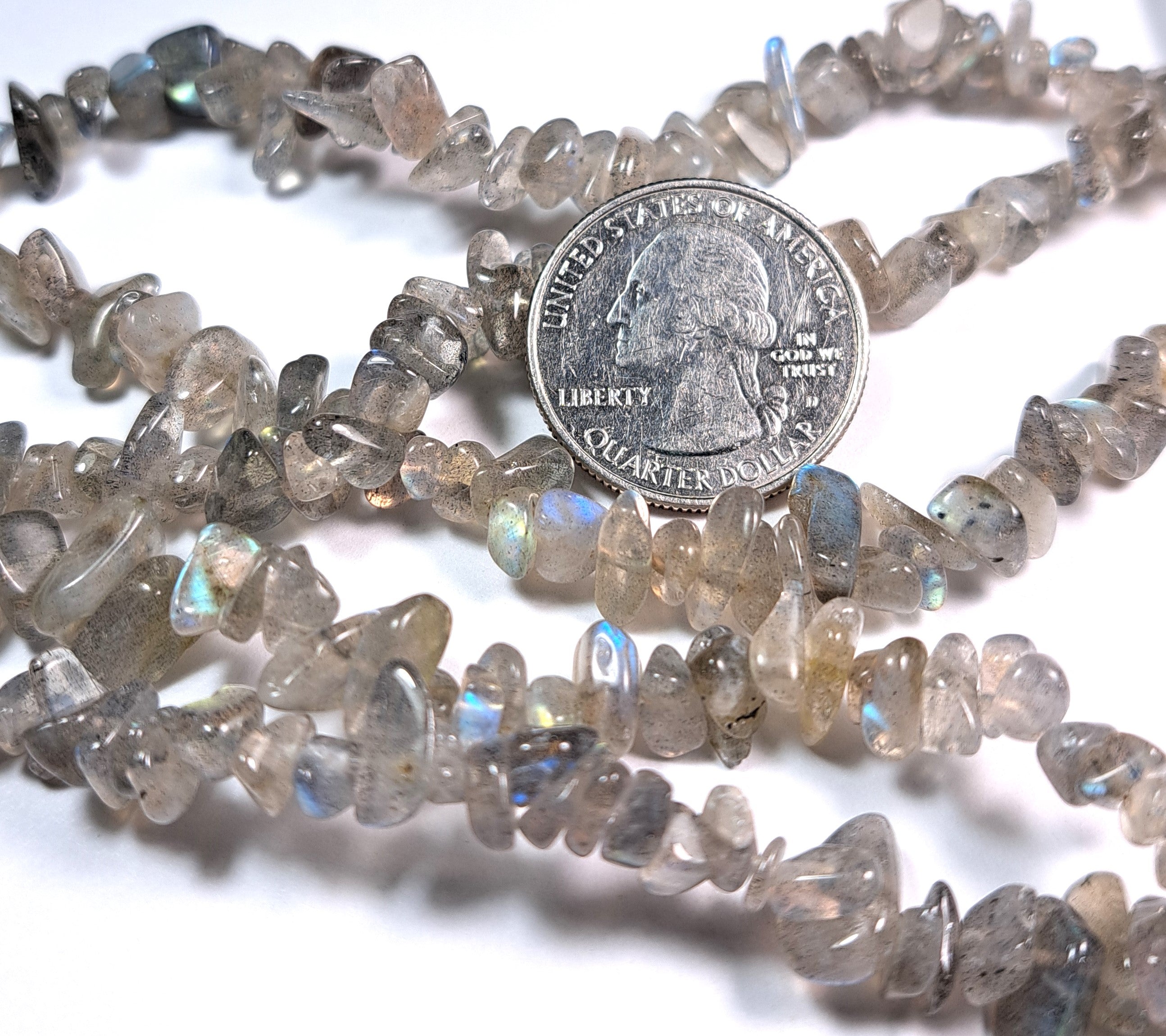 5-8mm Labradorite Chip Gemstone Beads 8-Inch Strand