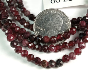 5mm Red Garnet Faceted Round Gemstone Beads 8-Inch Strand