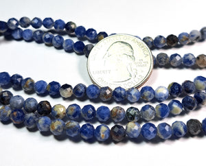 5mm Sodalite Faceted Round Gemstone Beads 8-Inch Strand
