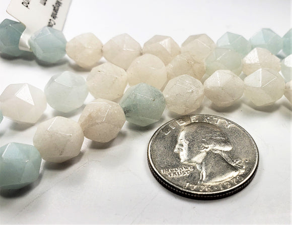 10mm Agate Morganite Color Star Cut Gemstone Beads 8-inch Strand