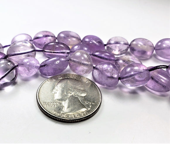 10-12mm Amethyst Light Pebble Nugget Gemstone Beads 8-inch Strand
