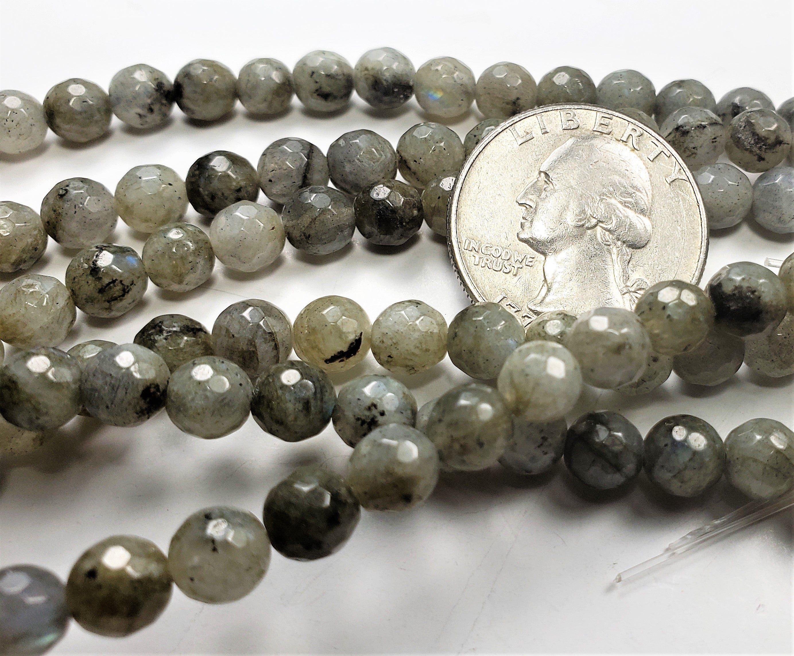 6mm Labradorite Faceted Round Gemstone Beads 8-inch Strand