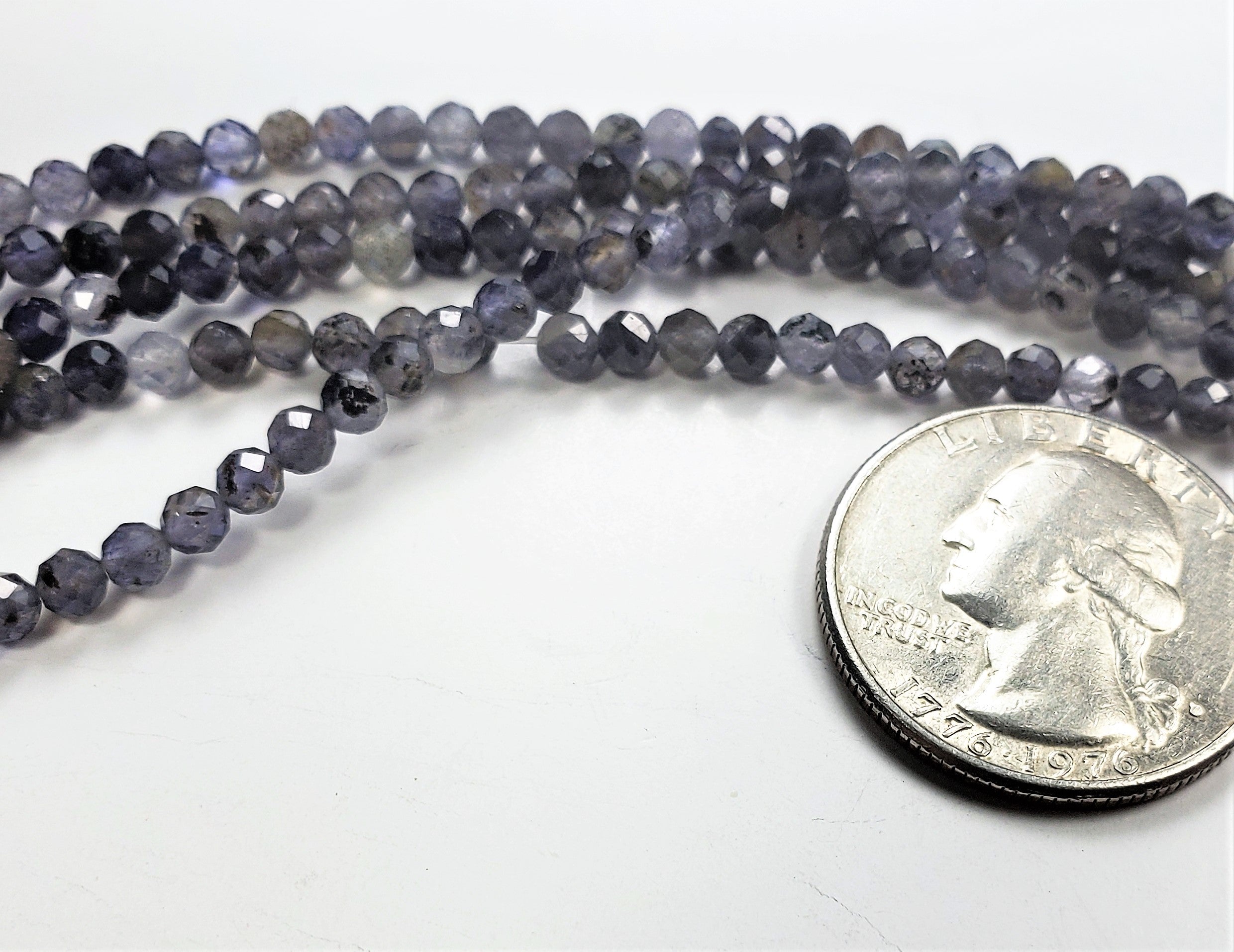 3mm Iolite Faceted Round Gemstone Beads 8-inch Strand