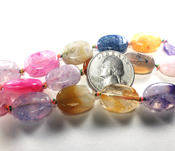 18x13mm Dyed Rainbow Agate Puffed Oval Gemstone Beads 8-Inch Strand