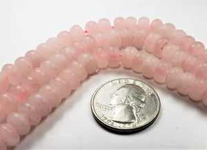 8x5mm Matte Rose Quartz Rondelle Gemstone Beads 8-inch Strand