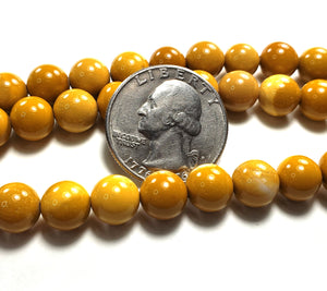 8mm Yellow Mookaite Round Gemstone Beads 8-Inch Strand