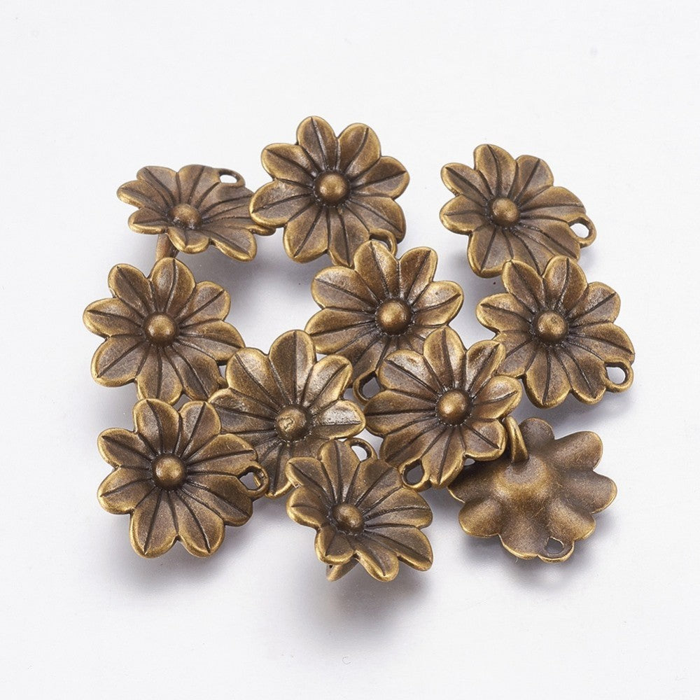 17mm Antique Bronze Flower Connectors 10ct